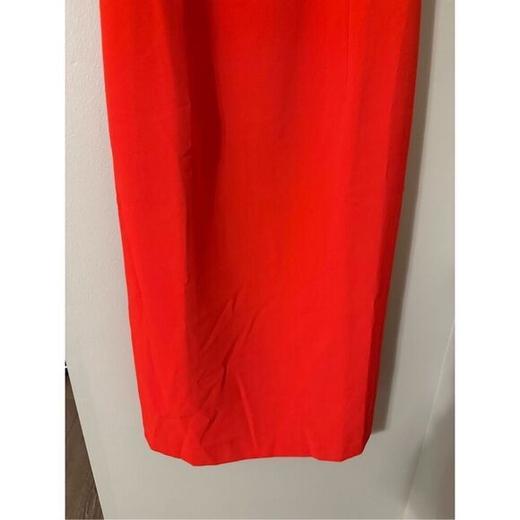 Ann Taylor Size 12 Ruffle Shoulder Sheath Dress Bright Red Career Cocktail NWT - Picture 4 of 9